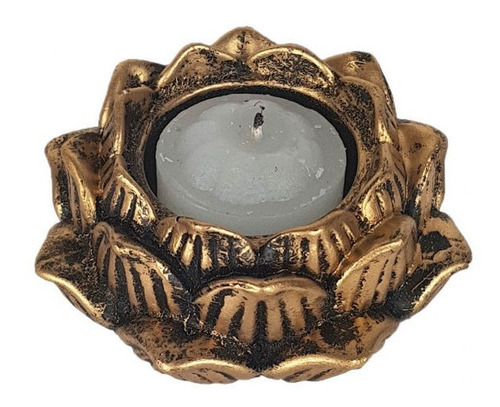 Incensário E Castiçal Flor De Lotus Kit 2 Peças Grande 8,5cm