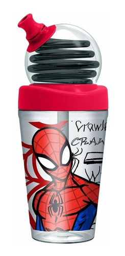 Vaso Infantil Spiderman Looping Hombre Araña Con Pajita