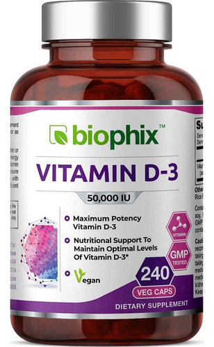 Vitamina D3 50000iu Biophix - Unid - Unidad A $1841