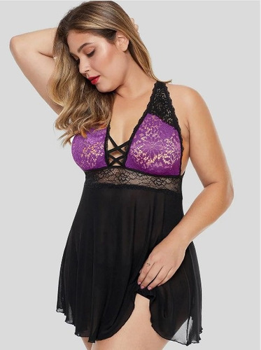 W Lencería De Talla Grande Para Mujer, Pijama De Encaje