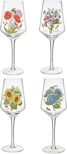 Copas De Vino De Vidrio Diseño Floral 4 Piezas Multicolor