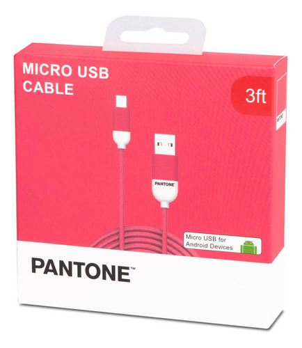 Cable De Datos Micro Usb 1 Mt Pantone High Speed Rosado