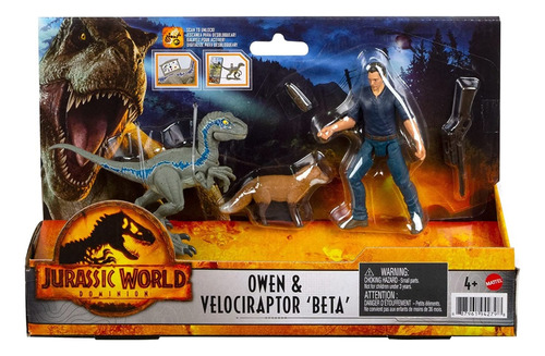 Figura Pack X2 Jurassic World Owen Y Velociraptor Beta-lanus