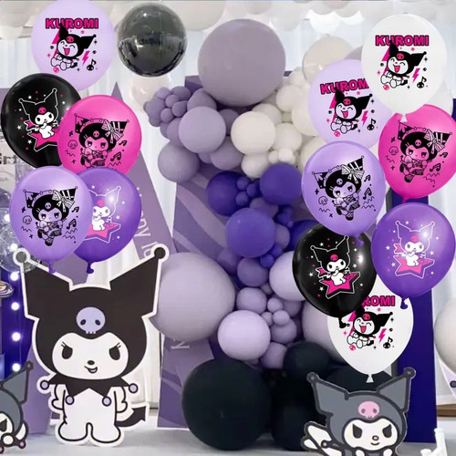 36 Kuromi Fiesta De Cumpleaños Decoración Globos+5m Led