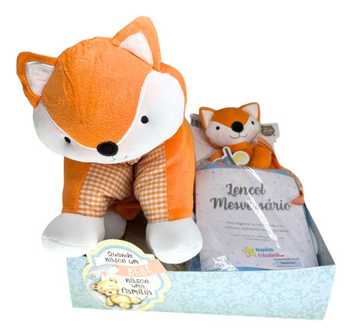 Cesta Presente Bebê Lençol Mesversario Pelucia Naninharaposa