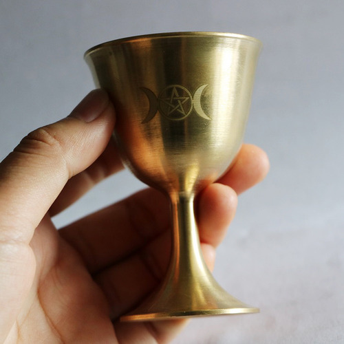 Copa De Altar Wicca, De Latón Bañado En Oro, For Ceremonia,