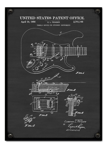 #570 - Cuadro Decorativo Vintage 30 X 40 - Fender Guitarra