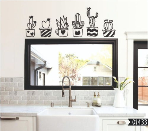 Vinilo Decorativo Cactus Suculentas Pared, Cocina