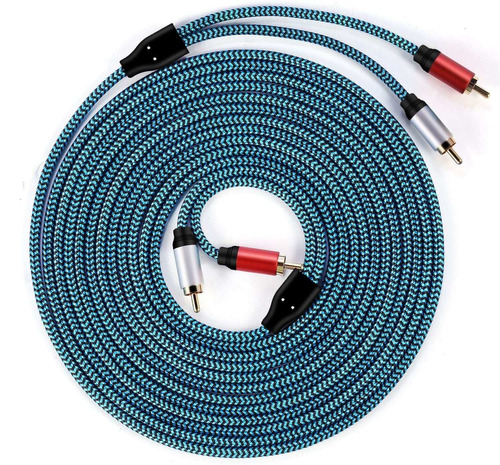 Cable De Audio 2 Rca Macho A Macho | Azul Trenzado / 5m