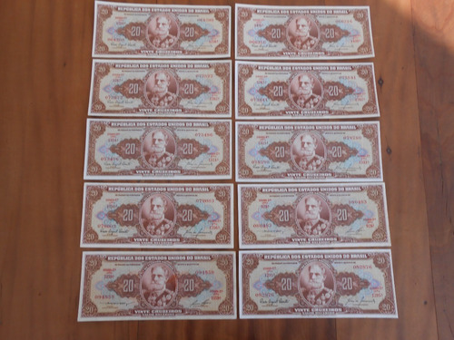 Cédulas 20 Cruzeiros 1962 - Lote Com 10 - Ótimas Notas (Usado)