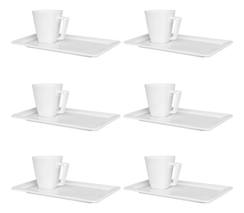 6 Xícaras Para Café C Pires 65ml Plateau White Oxford Caneca