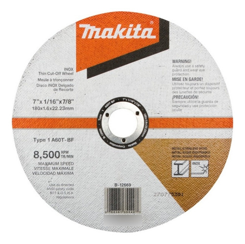 Disco De Corte 7  X 1/16 X 22,23mm Makita 