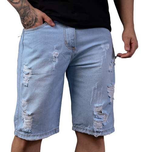 Bermudas Shorts Jeans Rasgada Desfiada Lançamento Destoyed