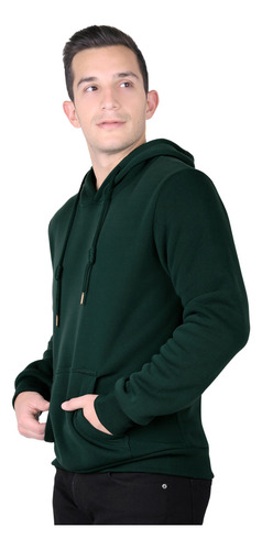 Med - Verde Fuerte - Sudadera Hombre Moda Con Capucha Verde