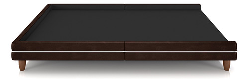 Cama Avulsa Para Colchão King Torres Madeira Pu Marrom