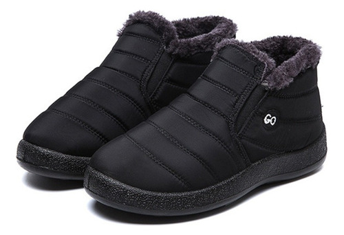 . Botas De Mujer Nieve Cálido Moda Felpa Impermeable Negro .