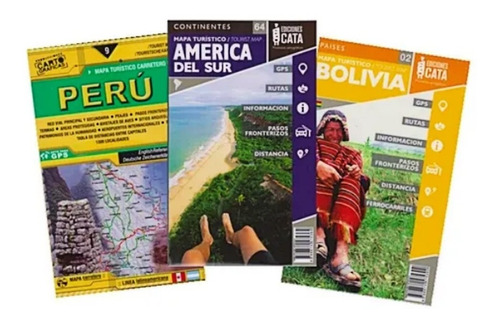 Kit 3 Mapas Dobráveis - Perú, América Do Sul E Bolívia