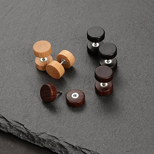 Carisma Aretes De Tuerca Estilo Tapones De Madera Para Hombr