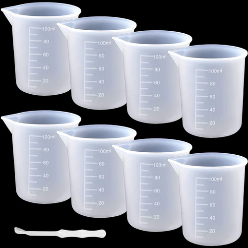 8 Tazas Medidoras De Silicona De 100 Ml, Kit De Herrami...