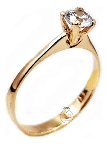 Anillo Solitario Oro 18 Kilates Rosado Circon Novia Amor