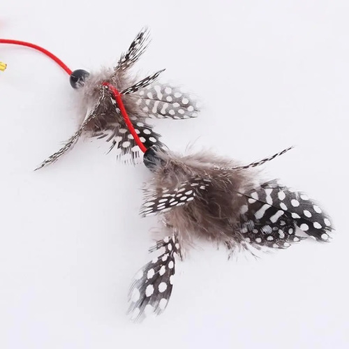 Imagen 6 de 6 de Juguete Varita Para Gatos Con Plumas Y Cascabel