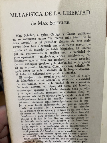 Metafísica De La Libertad Max Scheler (Usado)