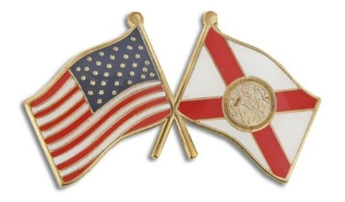 Pinmart Florida And Usa Crossed Friendship Flag Enamel Lapel