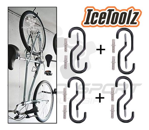 Imagen 2 de 8 de Gancho Colgar Bicicleta Pared Techo Soporte Organizador X 4