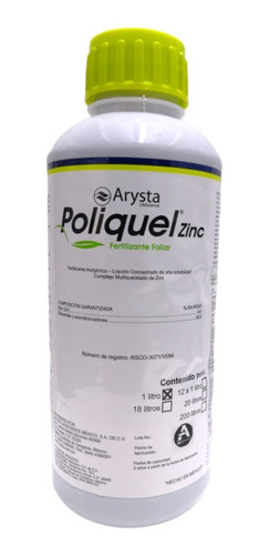 Poliquel Zinc 1 Litro Ayuda Fotosintesis, Brotes Y Floracion