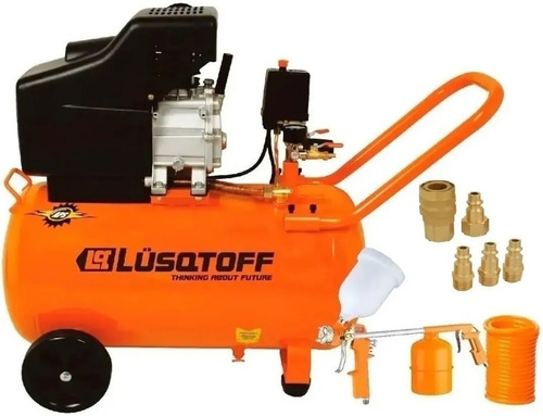 Imagen 1 de 10 de Compresor De Aire 2,5 Hp 50 Litro Lusqtoff +kit 3pzas+acople