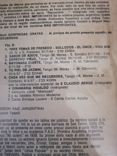 Disco De Vinilo Sabor De Adiós Mariano Mores (174) (Usado)