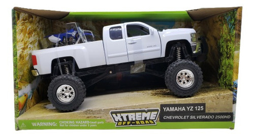New Ray 1:43 Chevrolet Silverado 2500 Hd Con Moto Yamaha 125 Color Blanco