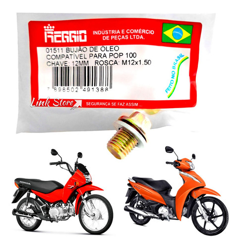 Bujão Dreno De Óleo Honda Pop 100 / 110i / Biz 125 Biz 100