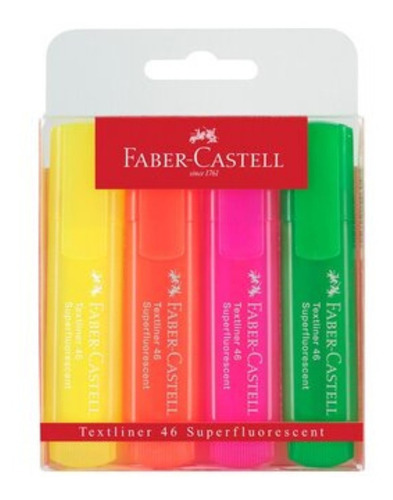 Set 4 Marcadores Marcatextos Fluorescente Faber Castell Tl46