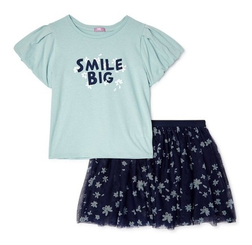 Conjunto De Niña Importado Dos Piezas Falda Y Blusa Talla 4