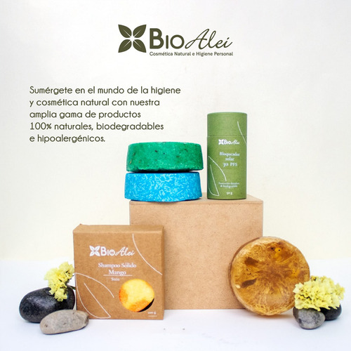 Shampoo Sólido Artesanal Avena & Miel - Natural Bioalei 100g