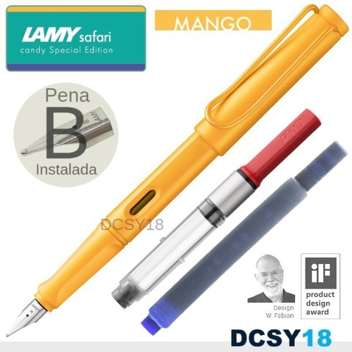 Imagem 1 de 3 de Caneta Tinteiro Lamy Safari Candy Mango B + Conversor