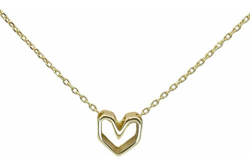 Collar Dama Corazon Calado S925 Baño Oro + Estuche