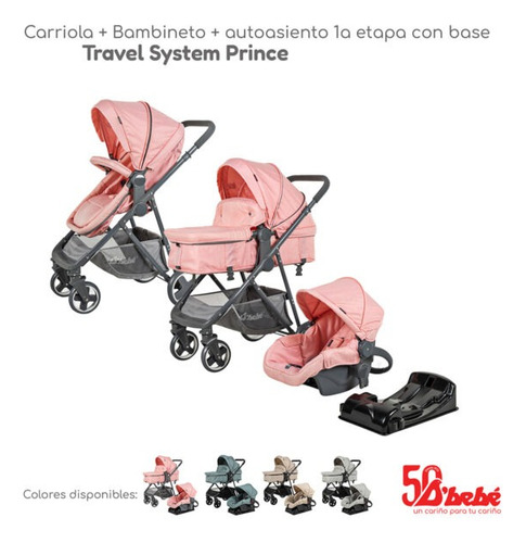 Carriola Con Autoasiento D Bebé Travel System Prince Rosa Rosa Rosa