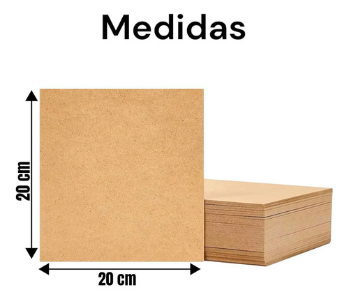 Placa Mdf Cru 20x20 Chapas 2,5mm 20 Uni Artesanato Quadros