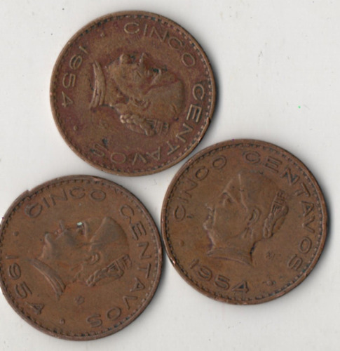 Moneda Antigua 5 Centavos Cobre Josefa Grande 1954   A