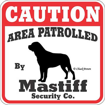 Cartel Patio Para Perro Zona Precaucion Patrullado Mastiff