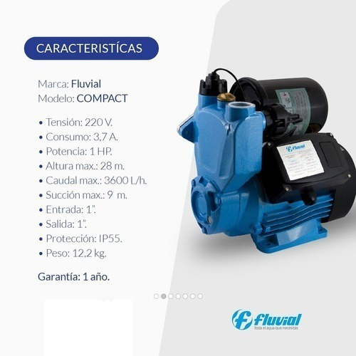 Bomba Automatica Fluvial Compact Elevadora Suministro Agua