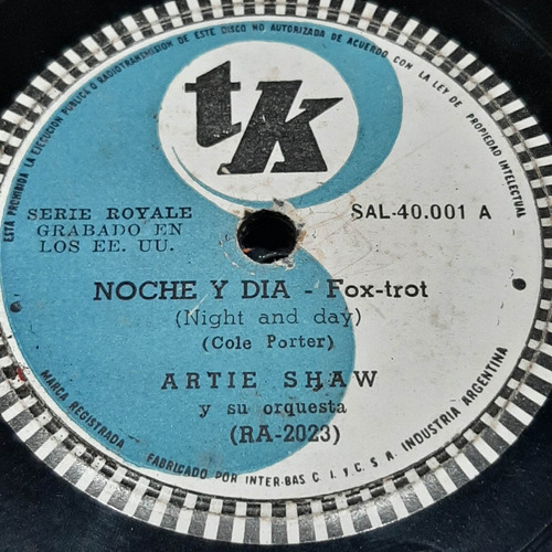 Pasta Artie Shaw Y Su Orquesta Tk C466