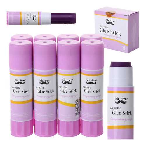 Pegamento Líquido Mr. Pen PURPURA color purpura de 8g no tóxico - 8 packs de 8 unidades