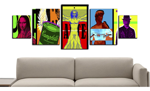 Imagen 1 de 2 de Cuadro 130x50cms 5 Piezas Decorativo Abstracto 18