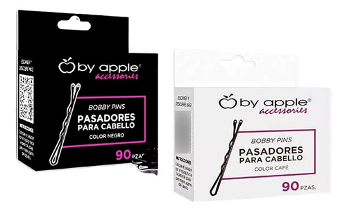 By Apple 90 Pasadores Para Cabello Con Punta Goma Peinados Color Negro