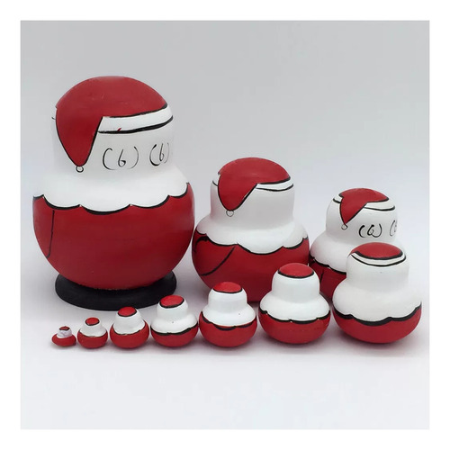 . Muñeca Rusa De Madera De Papá Noel De Navidad, 10 Piezas
