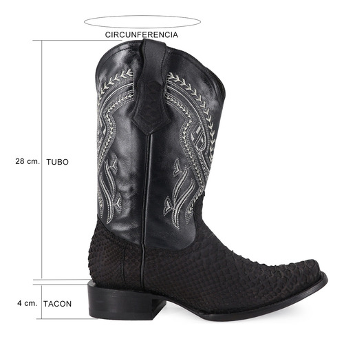 Bota Vaquera Para Hombre Piel De Piton Nobuck El Malcreado