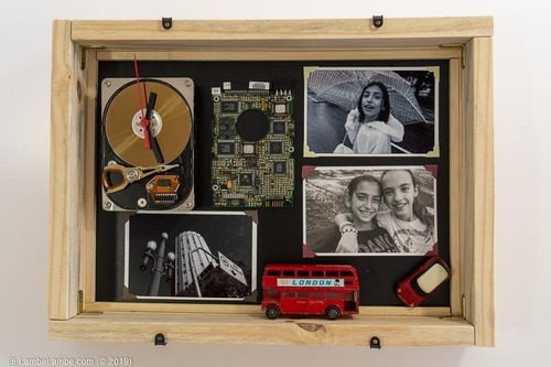 Imagem 2 de 8 de Relógio De Parede Porta Retrato Hdd Conner Reciclagem